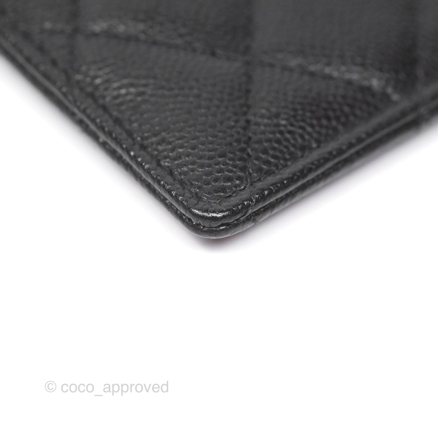 Chanel Quilted Card Holder Caviar Black Gold Hardware