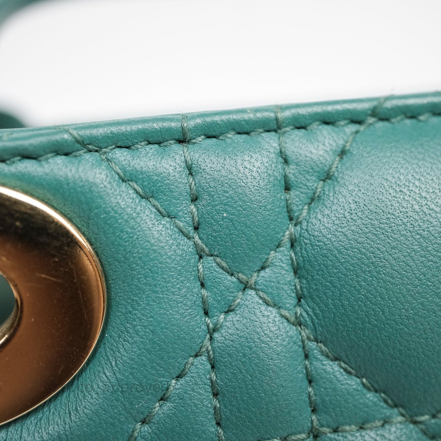 Christian Dior Mini Lady Dior Cannage Green Lambskin Gold Hardware