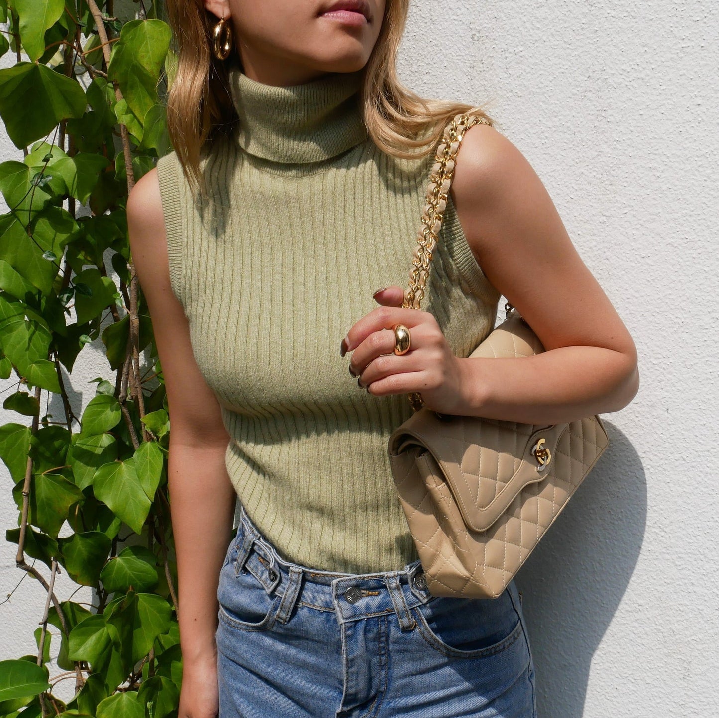 Luxury Chanel Fall 1993 ribbed knitted top #42