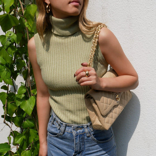 Luxury Chanel Fall 1993 ribbed knitted top #42