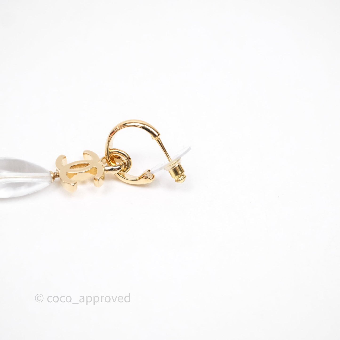 Chanel CC Drop Tear Resin Earrings Gold Tone 24S