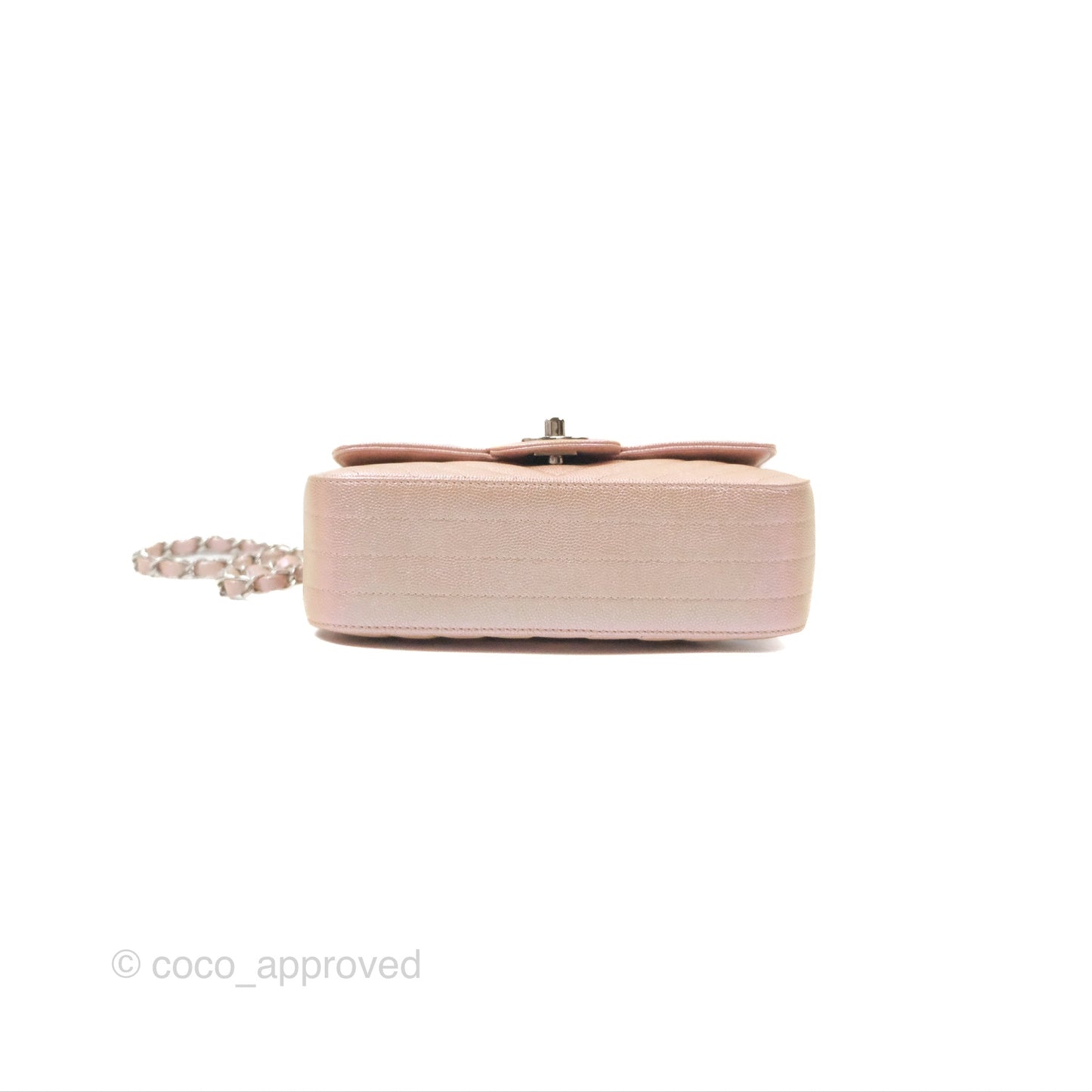 Chanel Chevron Mini Rectangular Flap Iridescent Rose Gold Caviar Ruthenium Hardware 17B