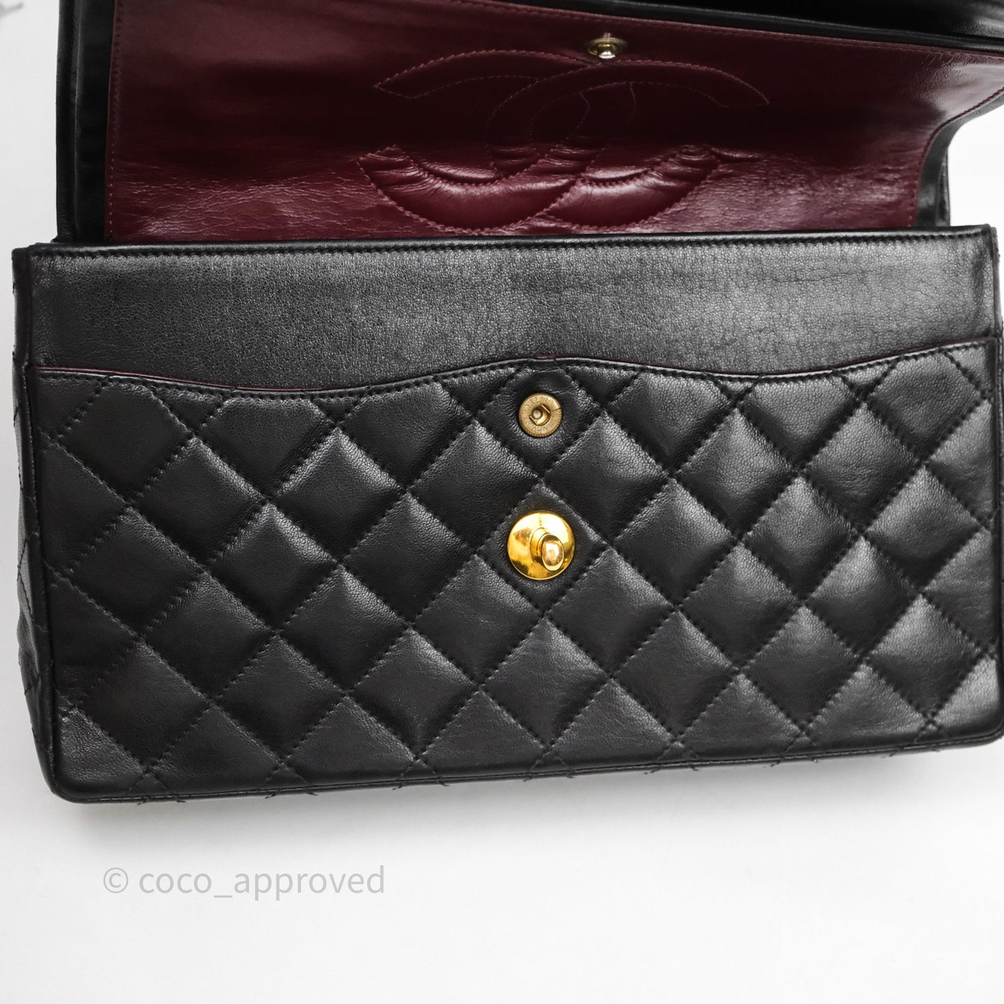 Chanel Quilted Vintage Flap Bag Lambskin Black 24K Gold Hardware