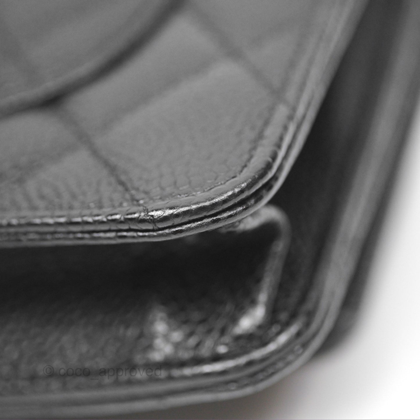 Chanel Quilted Classic Wallet On Chain WOC Black Caviar Silver Hardware