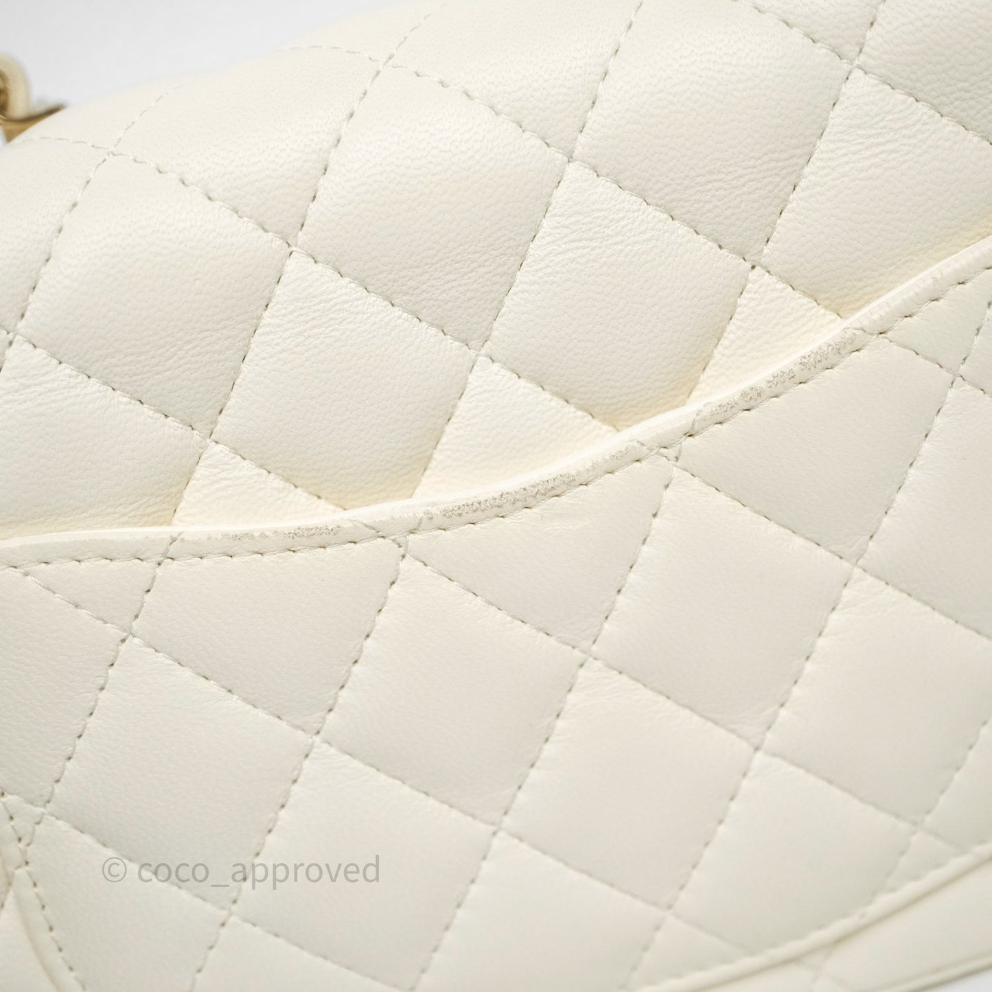 Chanel Quilted Mini Square White Lambskin Gold Hardware