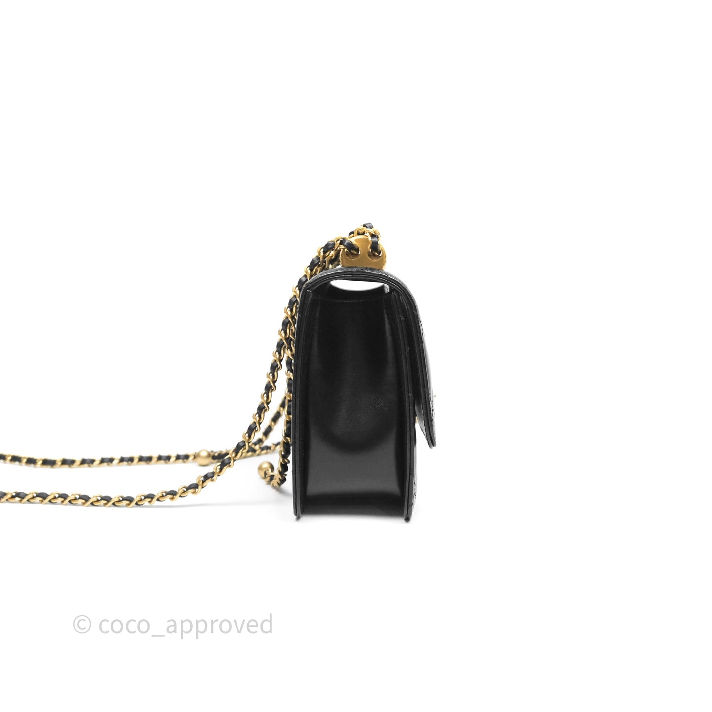Chanel Quilted Small Perfect Fit Adjustable Black Calfskin Aged Gold Hardware
