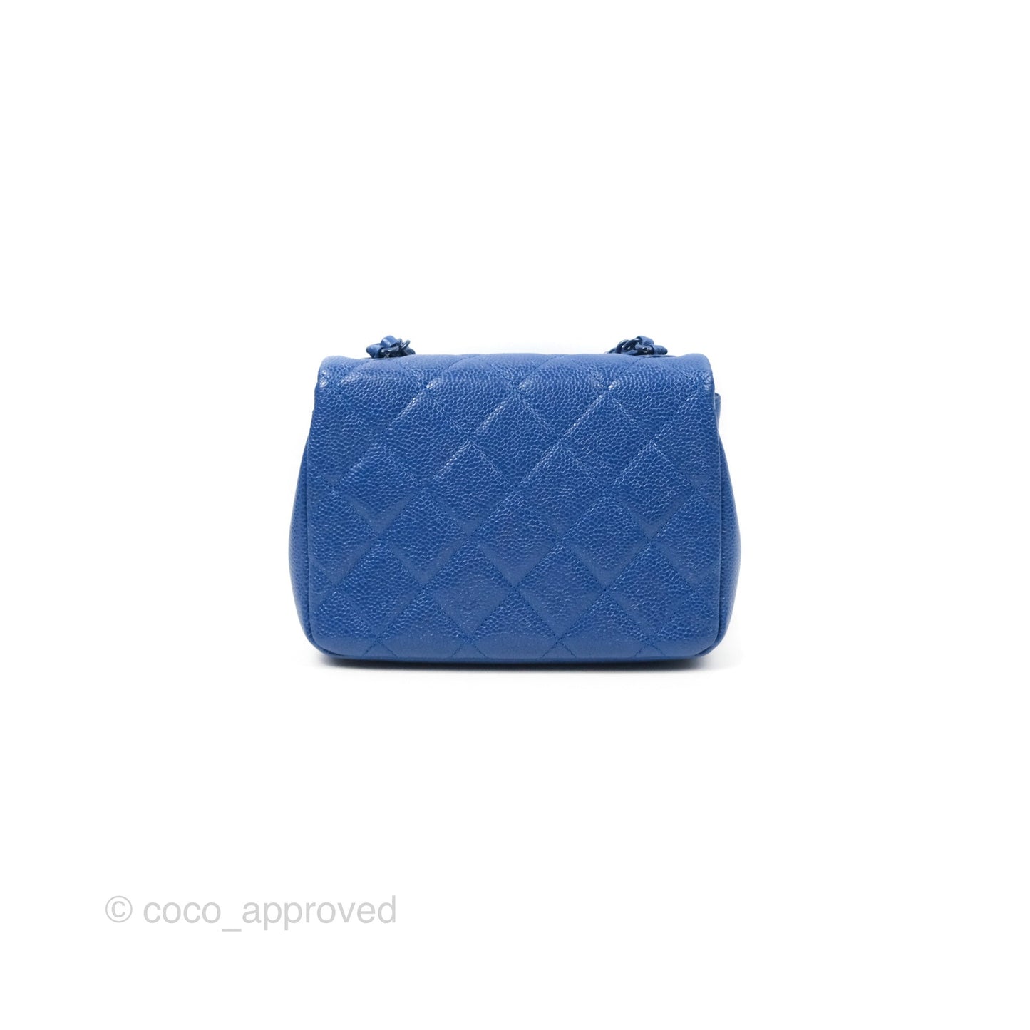 Chanel Quilted Mini Square Flap Bag Dark Blue Caviar Incognito
