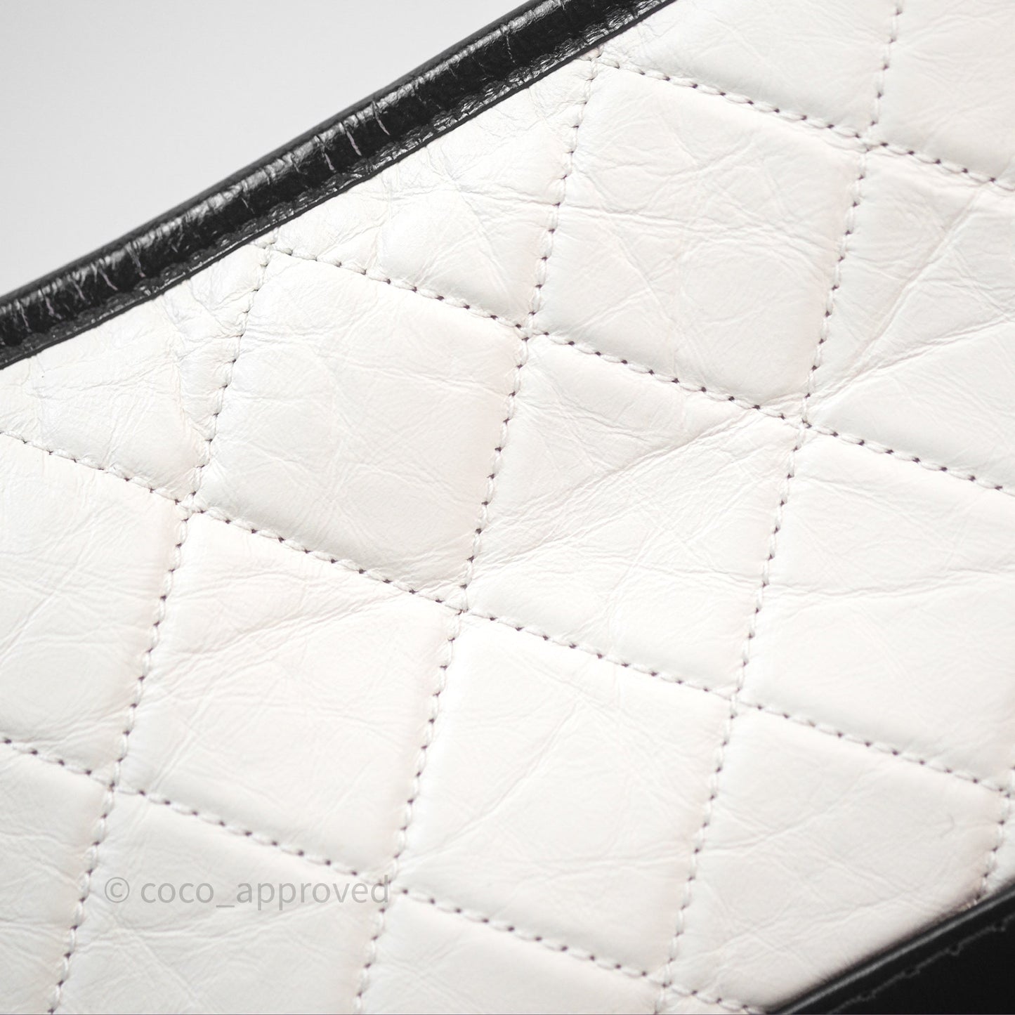 Chanel Small Gabrielle Hobo Quilted Black White Aged Calfskin