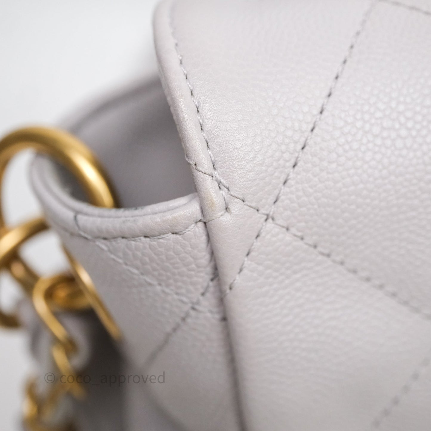 Chanel Double Pocket Hobo Bag Grey Caviar Aged Gold Hardware