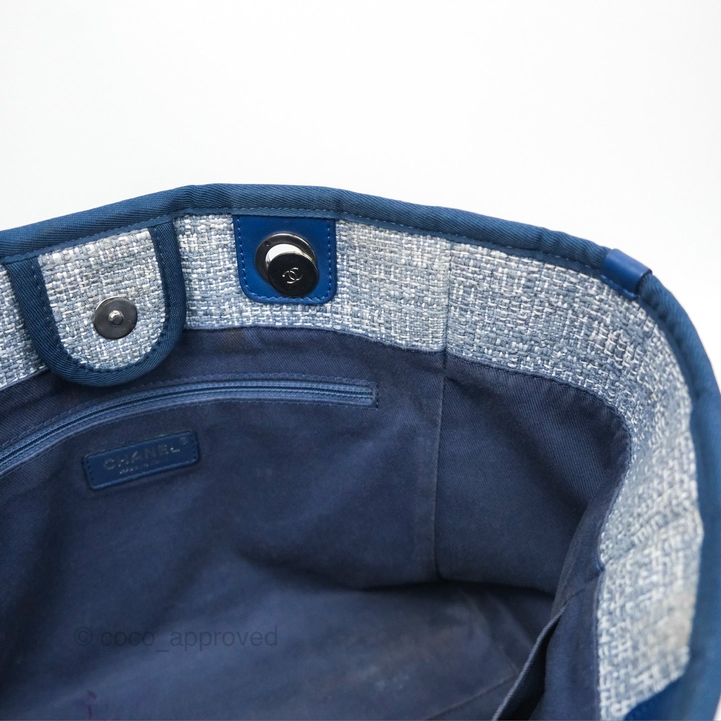 Chanel Medium Deauville Tote Blue Canvas