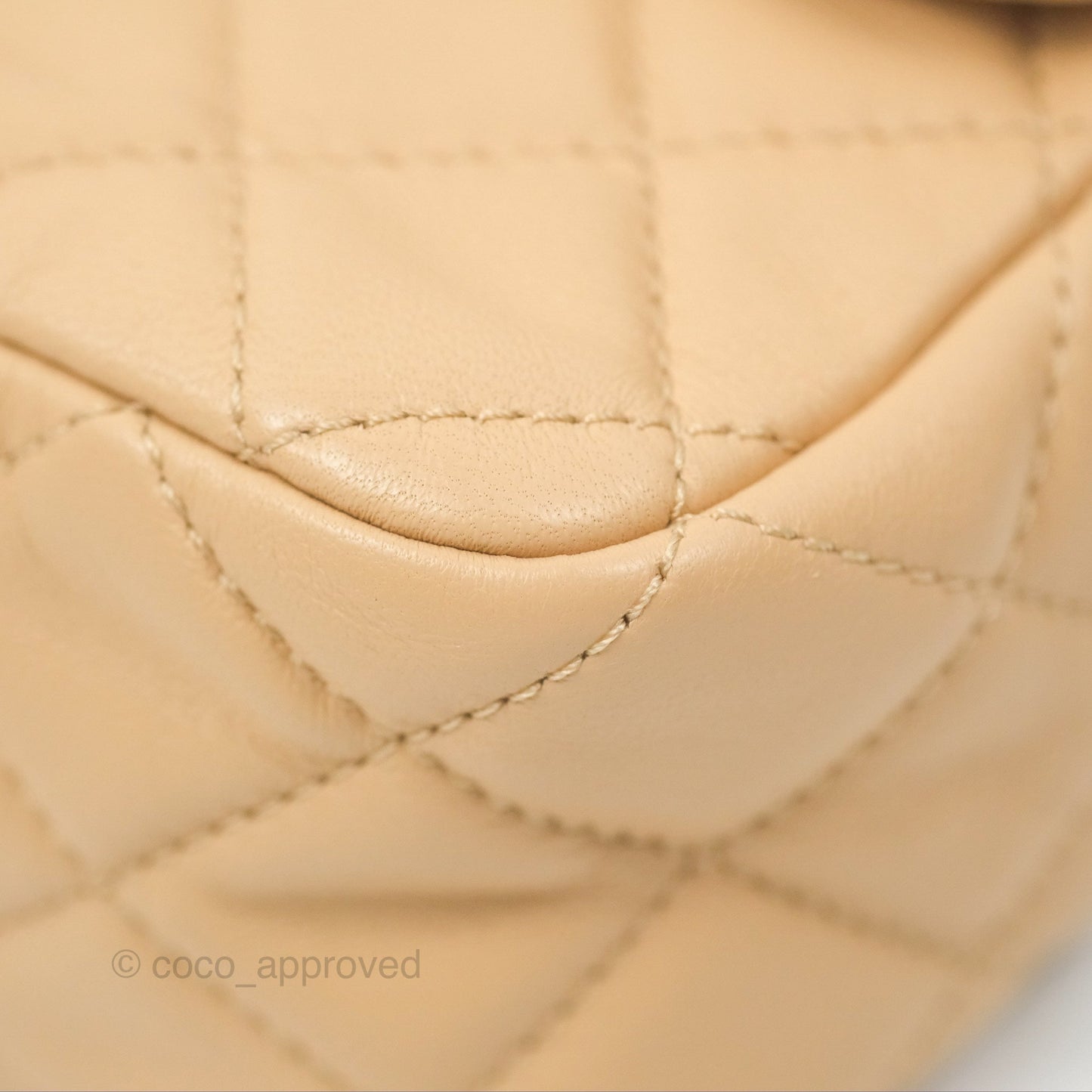 Chanel Mini Rectangular Pearl Crush Beige Lambskin Aged Gold Hardware