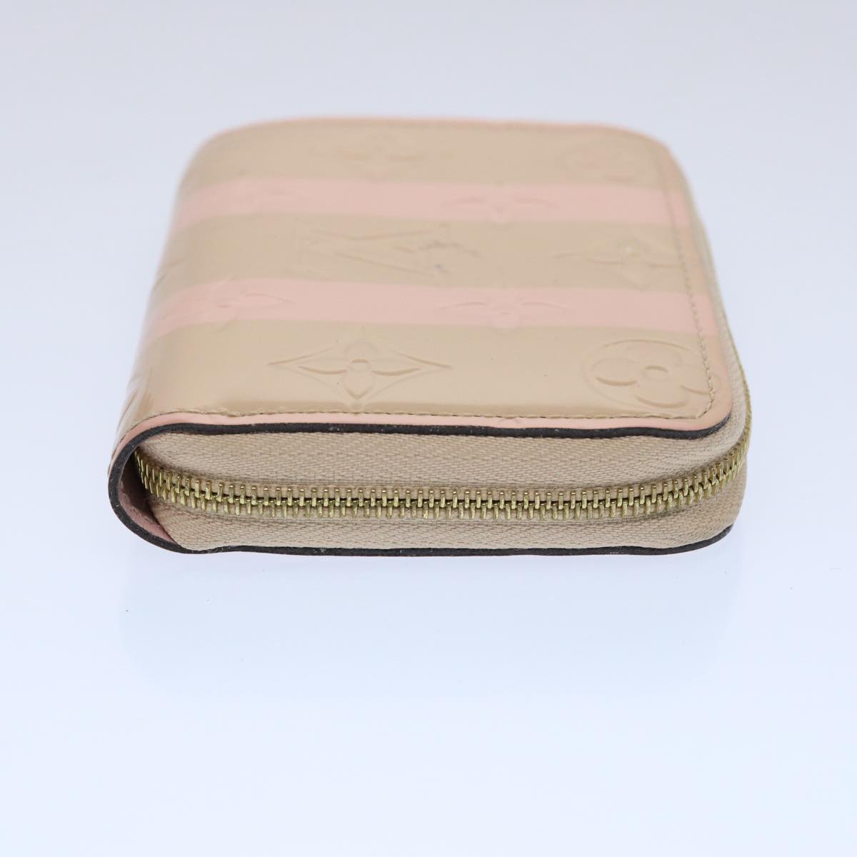 LOUIS VUITTON Vernis Rayure Zippy Coin Purse Pink Beige M58066 LV 62555