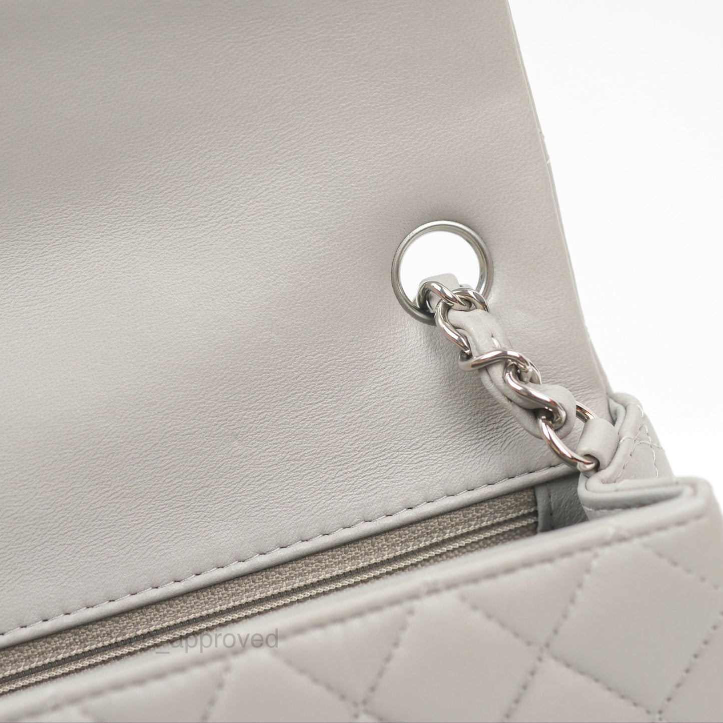 Chanel Quilted Mini Rectangular Grey Lambskin Silver Hardware