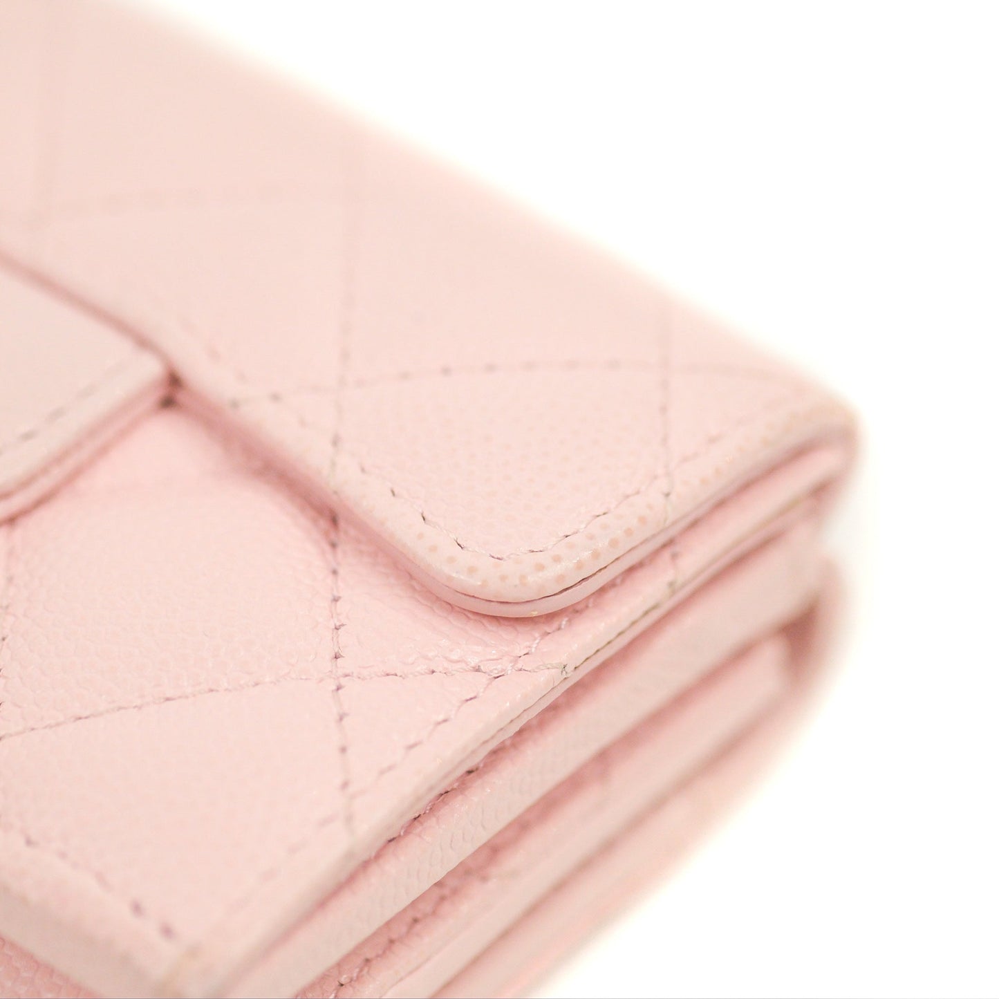 Chanel Quilted Small Classic Flap Trifold Wallet Pink Caviar Gold Hardware