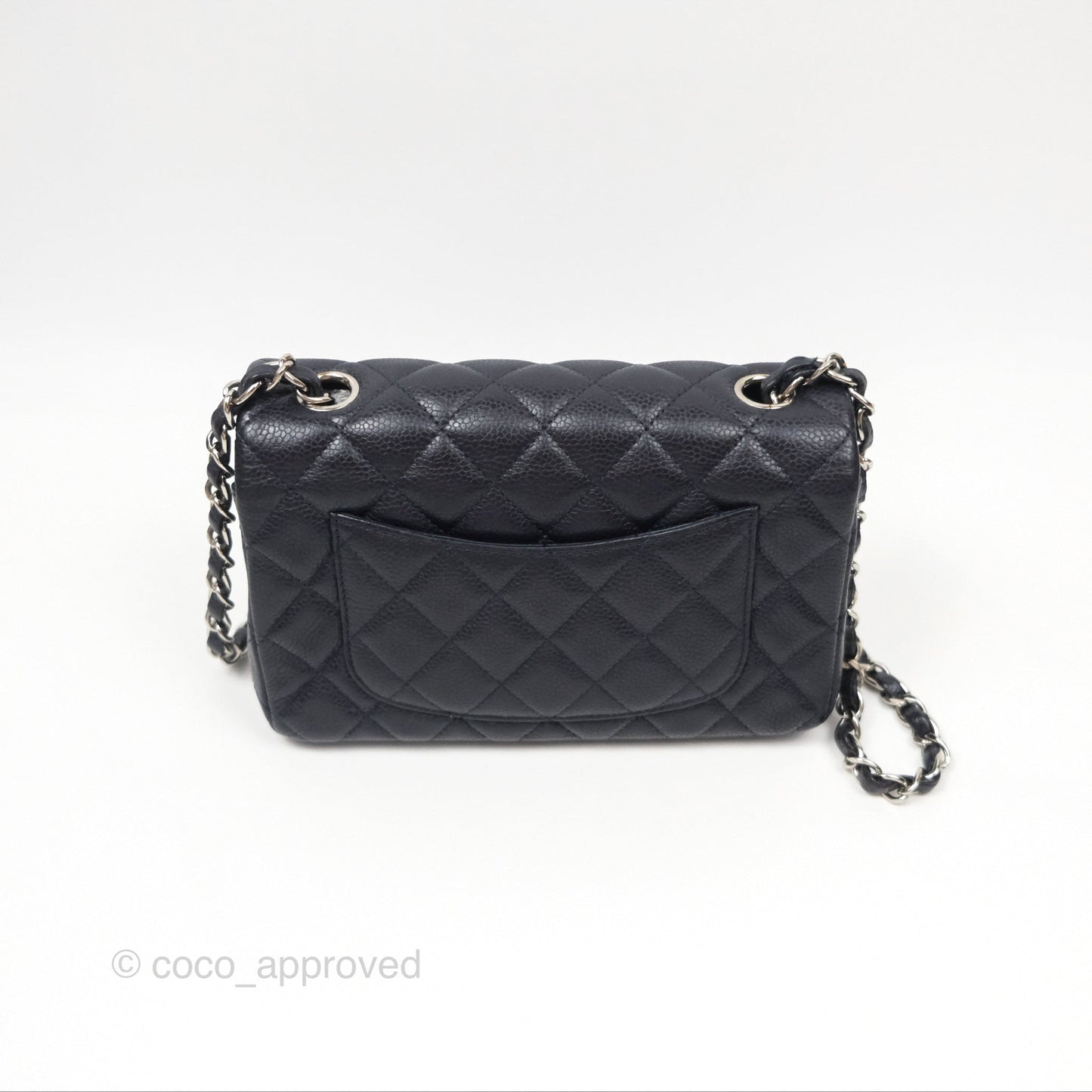 Chanel Mini Rectangular Quilted Dark Navy Caviar Silver Hardware