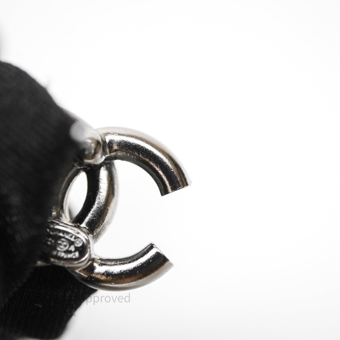 Chanel CC Crystals Earrings Ruthenium Tone 21A