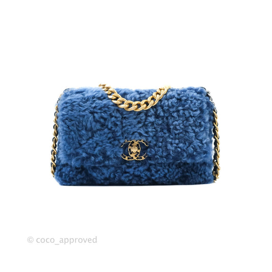 Chanel 19 Medium Shearling Blue Mixed Hardware 20A
