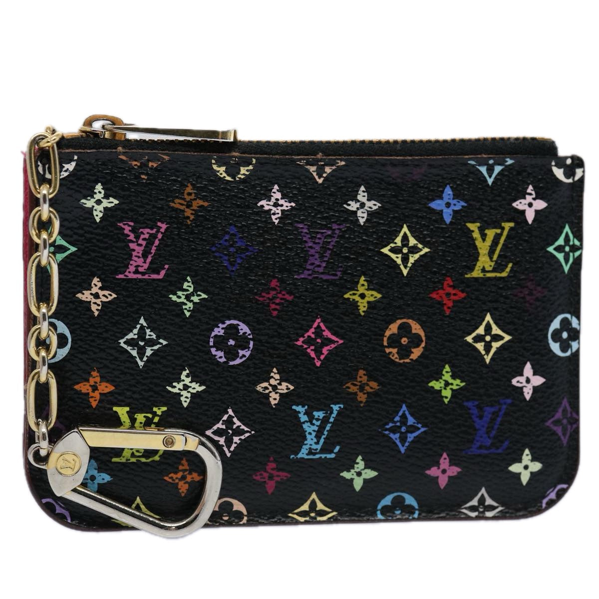 LOUIS VUITTON Multicolor Pochette Cles NM Coin Purse Black M60279 LV 62586