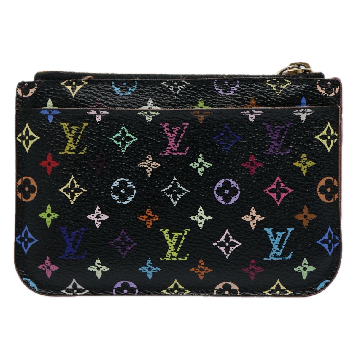 LOUIS VUITTON Multicolor Pochette Cles NM Coin Purse Black M60279 LV 62586