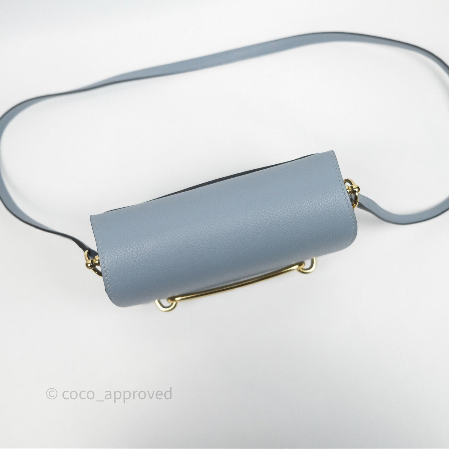Hermès Roulis Mini 18 Bleu Lin J7 Evercolour Gold Hardware