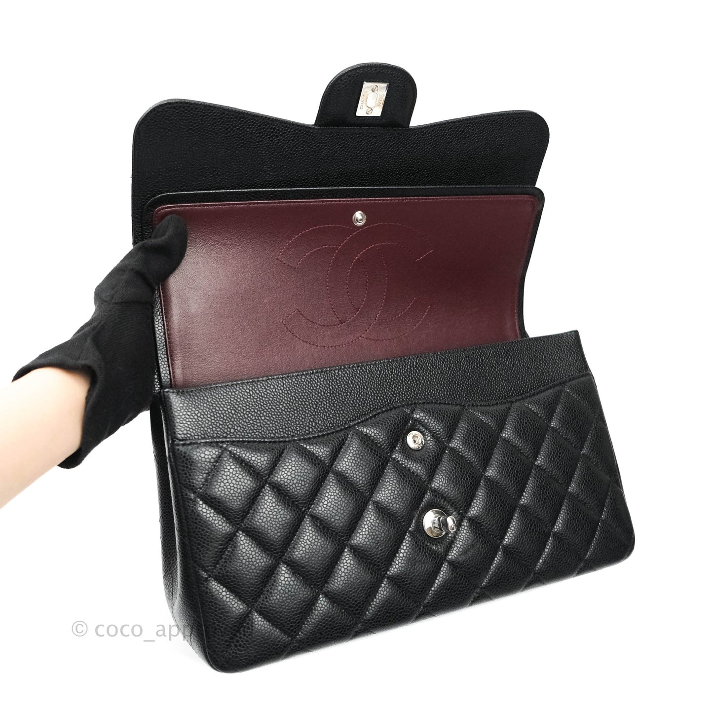 Chanel Jumbo Double Flap Black Caviar Silver Hardware⁣⁣