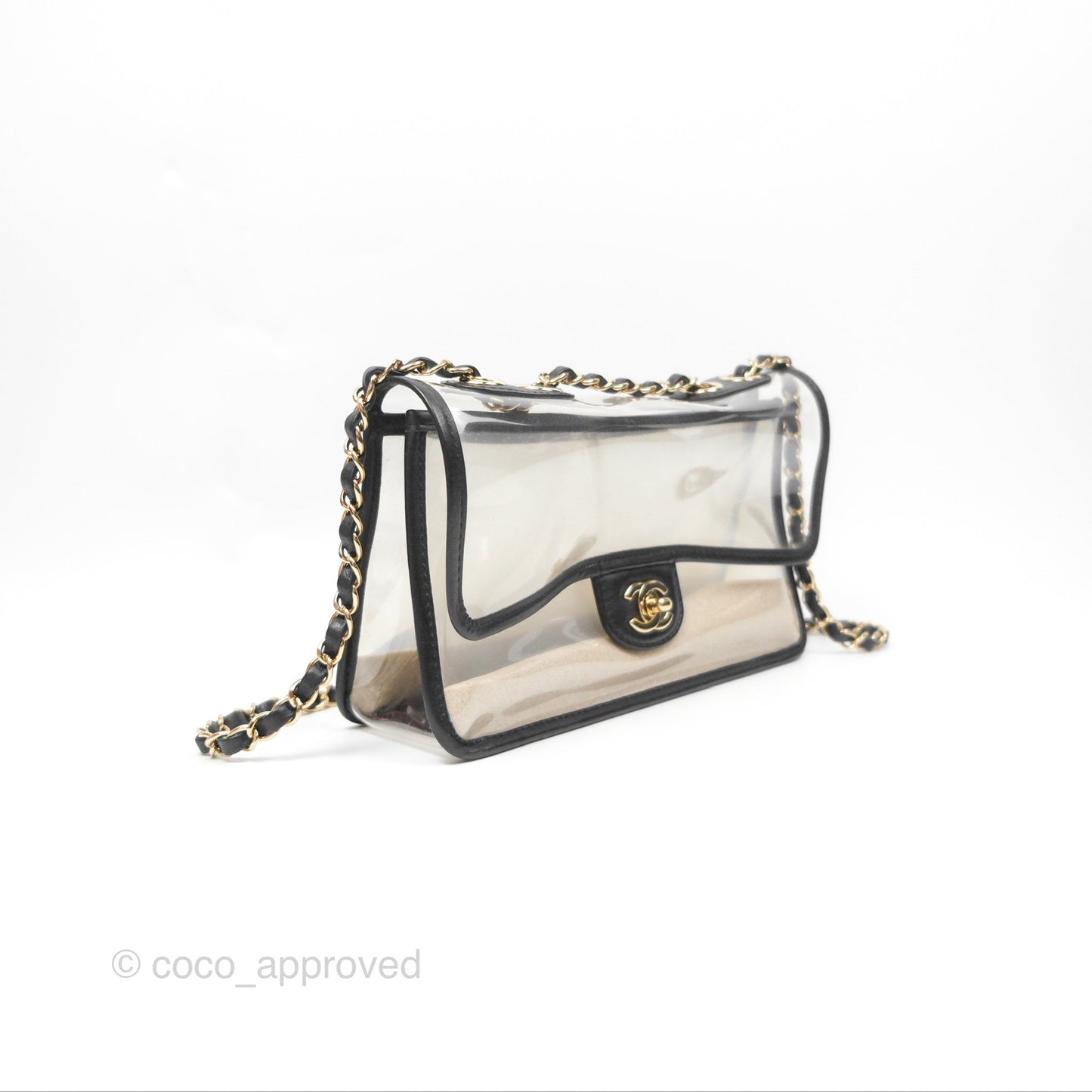 Chanel Medium Sand By The Sea PVC Flap Black Lambskin Gold Hardware