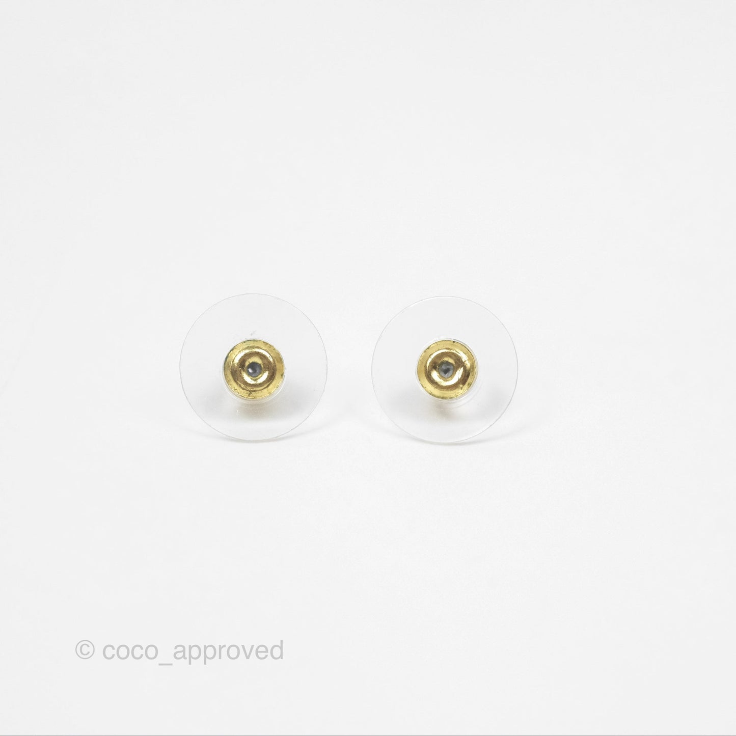 Chanel CC Woven Chain Black Round Earrings Gold Tone 24V