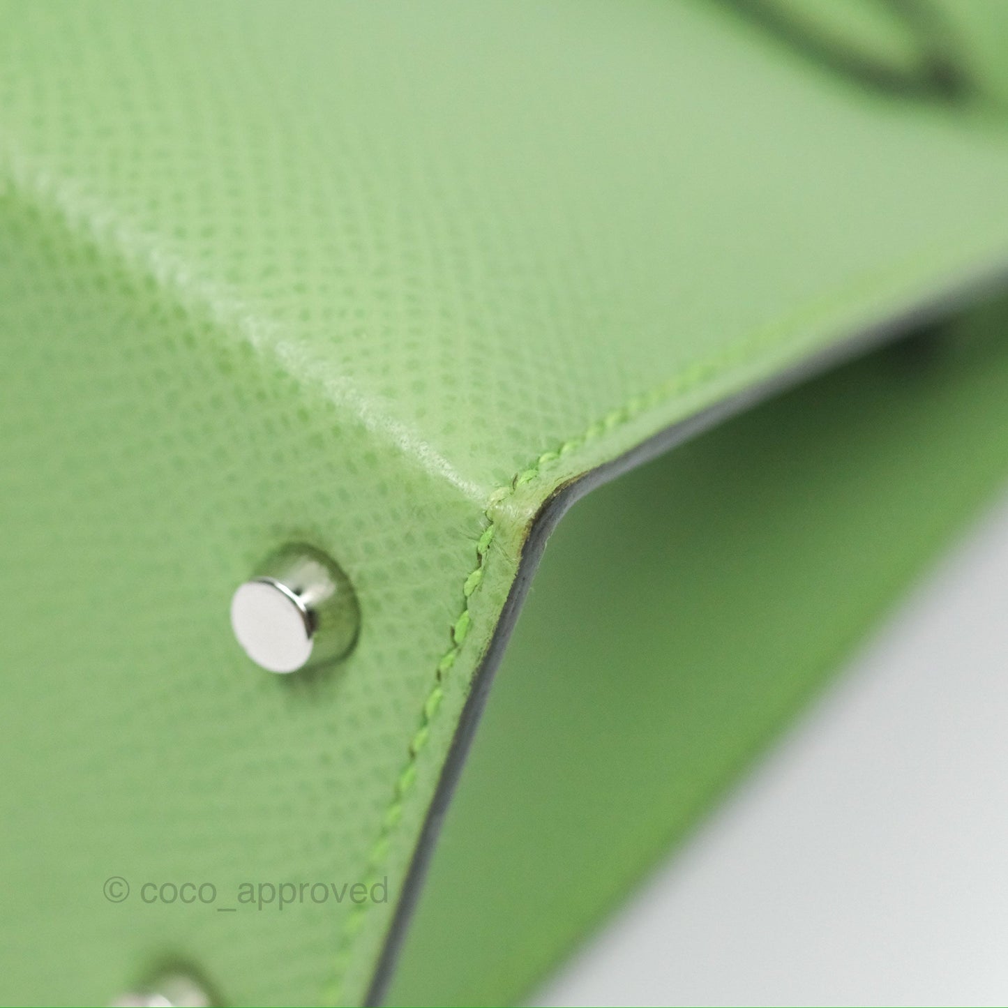 Hermès Mini Kelly II Vert Criquet Epsom Palladium Hardware