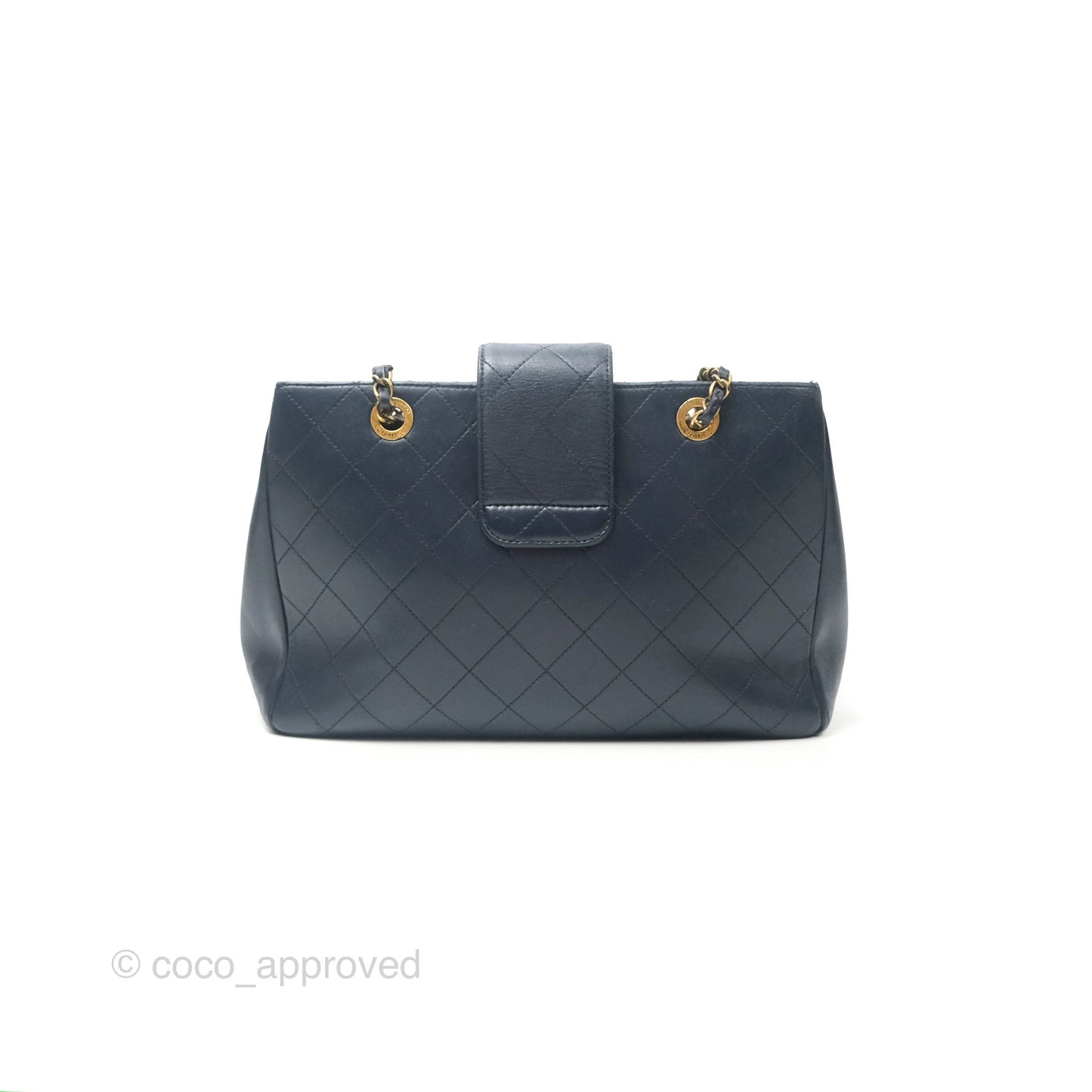 Chanel Medium Around The Corner Shopping Tote Navy Lambskin