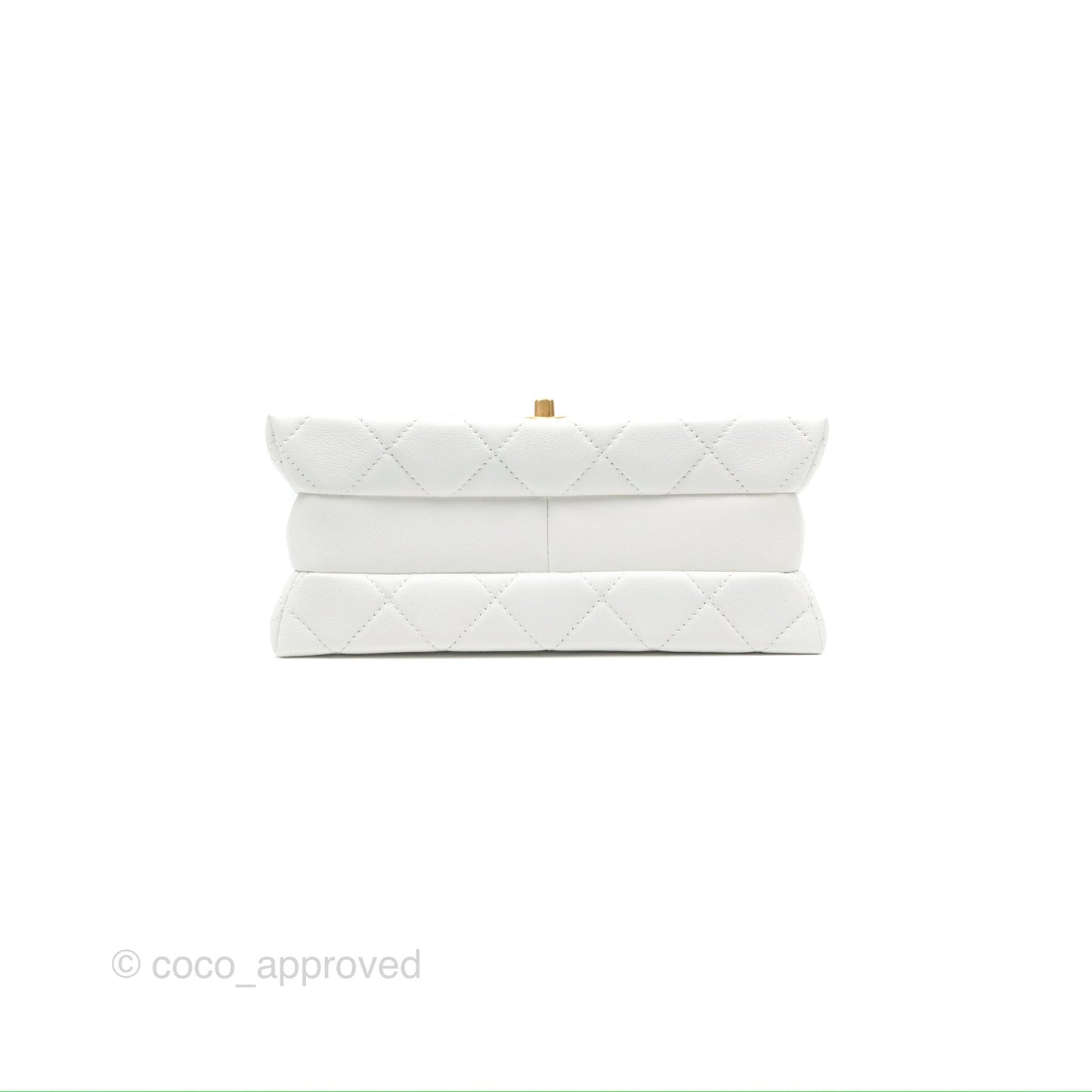 Chanel Adjustable Flap Bag White Calfskin Aged Gold Hardware