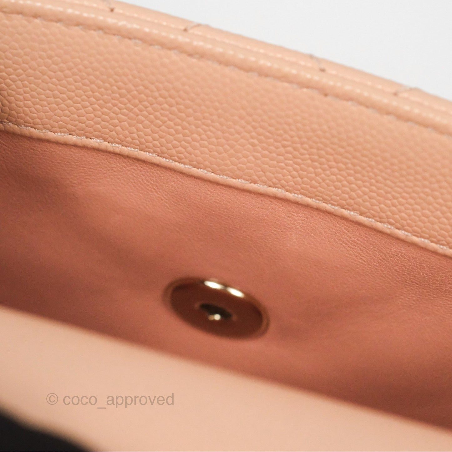 Chanel Quilted Mini Coco Handle Caviar Pink Beige Gold Hardware