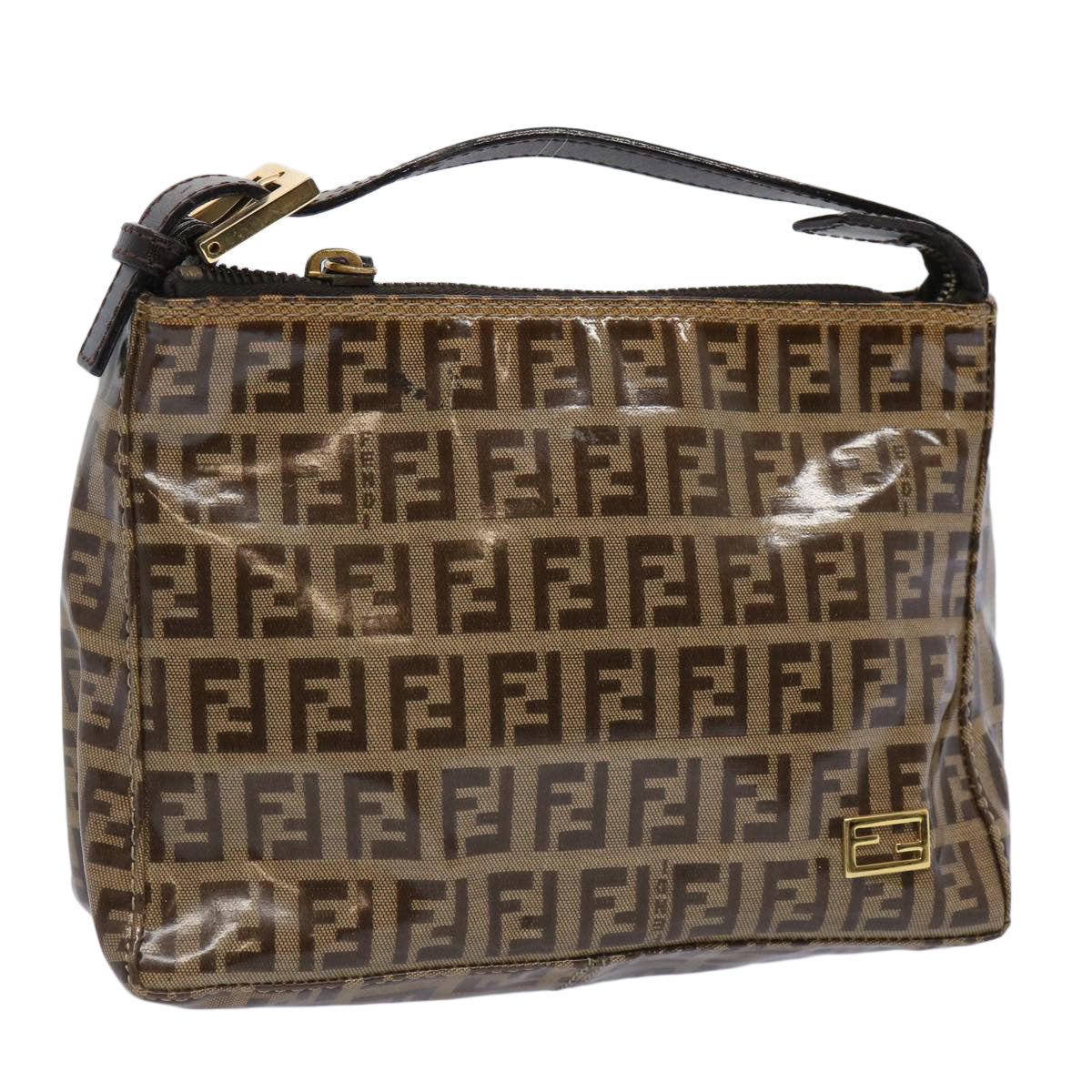 Luxury FendiZucchino Canvas Pouch Beige Brown62655