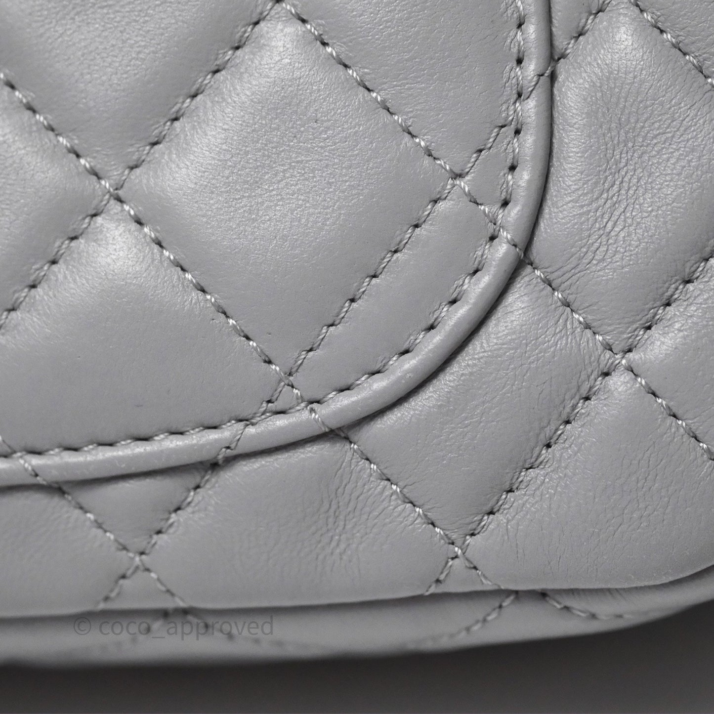 Chanel Pearl Crush Mini Rectangular Quilted Grey Lambskin Aged Gold Hardware