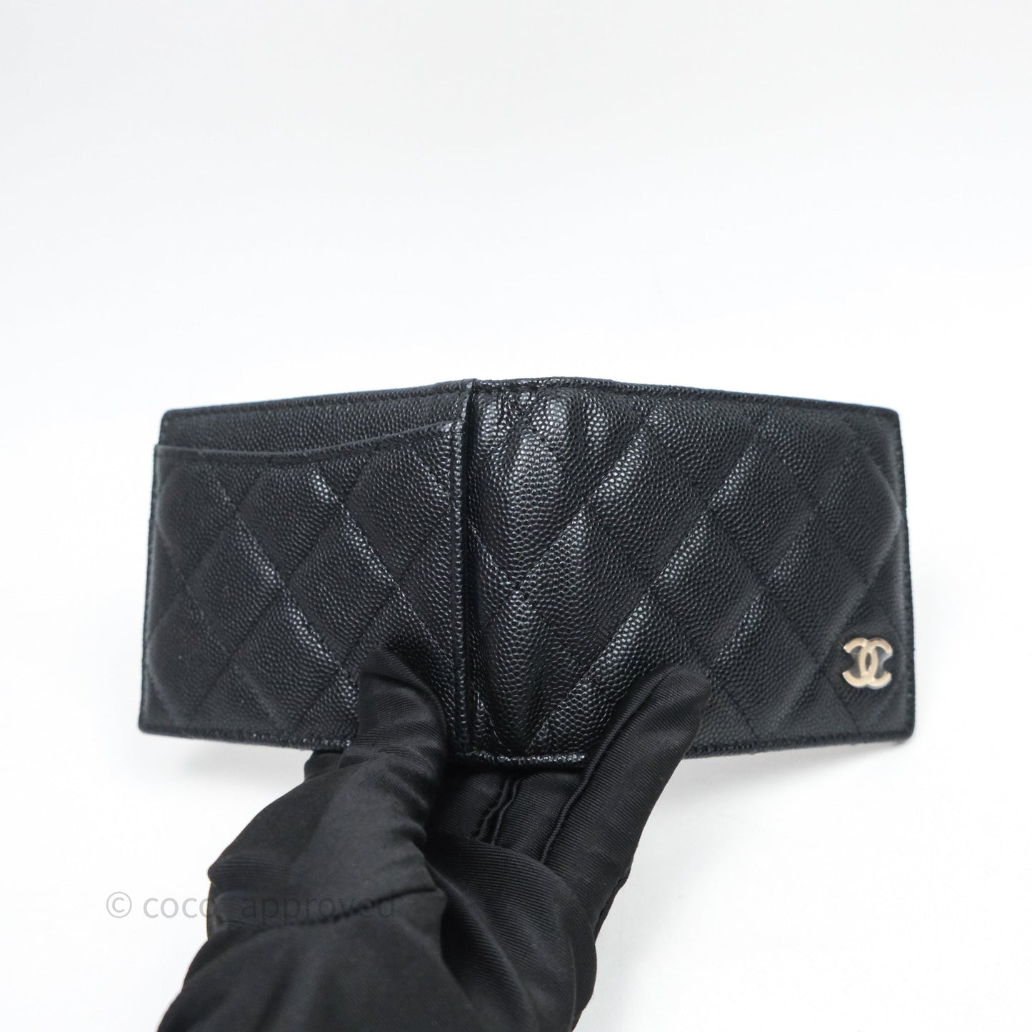 Chanel Quilted Classic Flap Card Holder Black Caviar Gold Hardware 23C