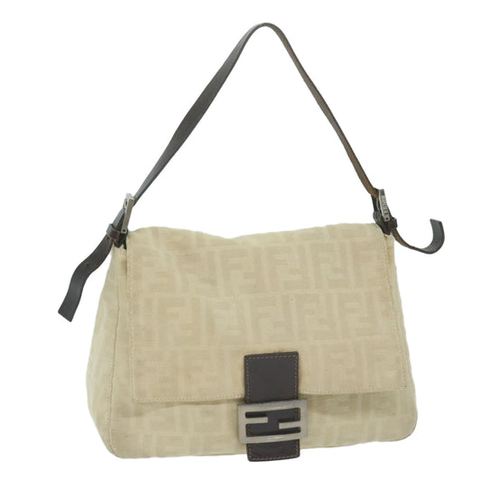 Luxury FendiZucca Canvas Mamma Baguette Shoulder Bag Beige62678