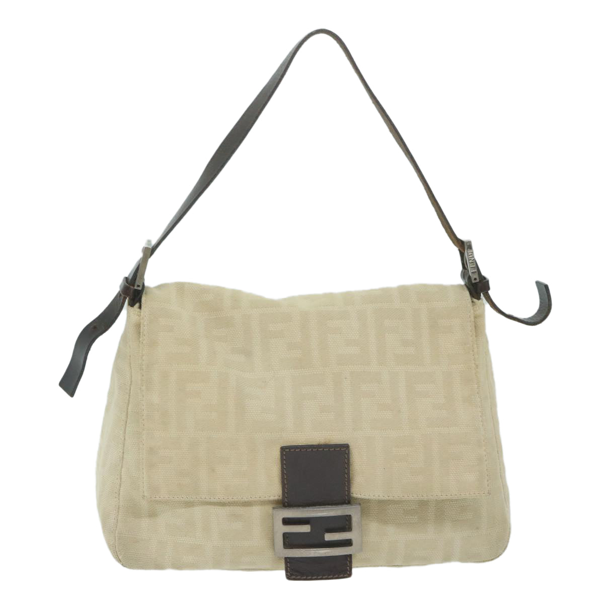 Luxury FendiZucca Canvas Mamma Baguette Shoulder Bag Beige62678