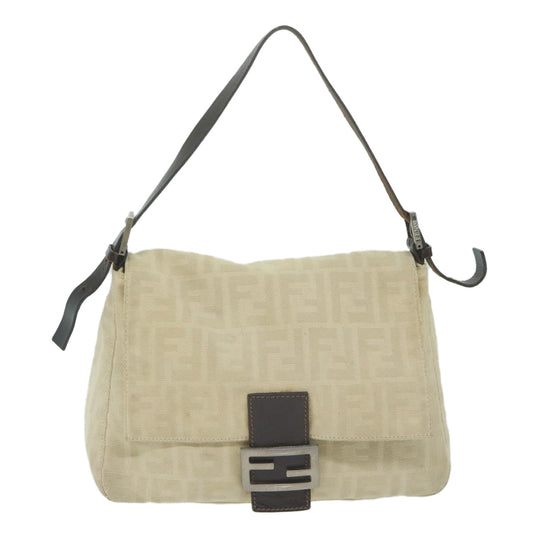 Luxury FendiZucca Canvas Mamma Baguette Shoulder Bag Beige62678