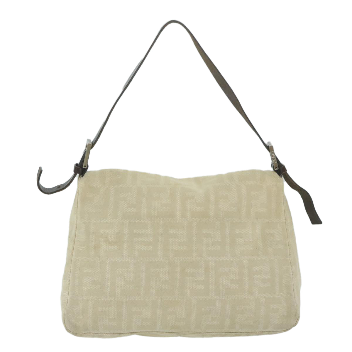 Luxury FendiZucca Canvas Mamma Baguette Shoulder Bag Beige62678