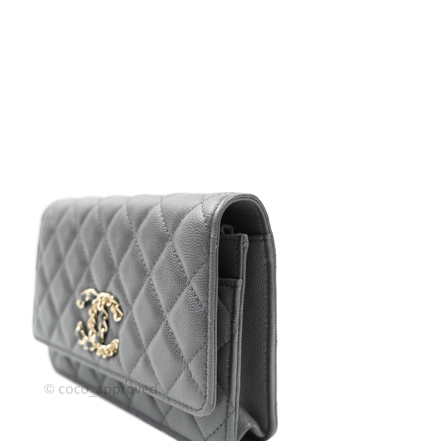 Chanel Wallet On Chain WOC Caviar Grey Gold Hardware