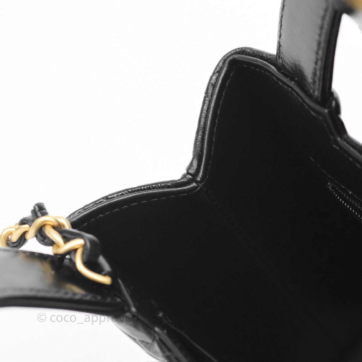 Chanel Kelly Bag Quilted Black Shiny Crumpled Calfskin Aged Gold Hardware