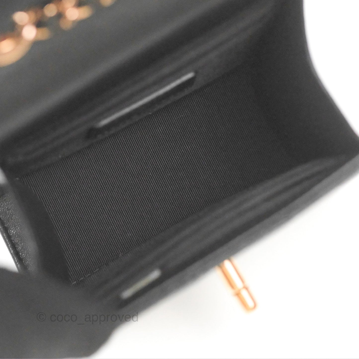 Chanel Mini Quilted Trendy CC Clutch With Chain Black Lambskin Rose Gold Hardware