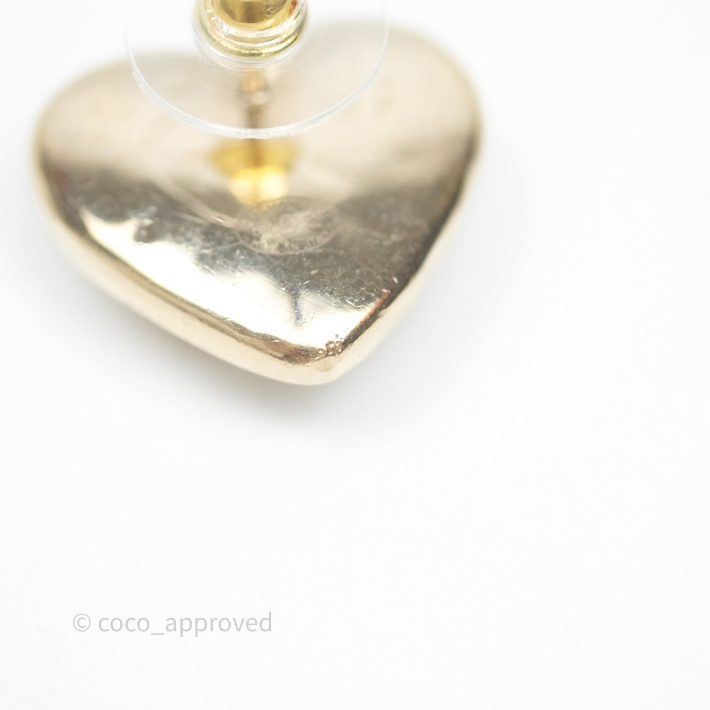 Chanel Pearl CC Heart Earrings Gold Tone 22C