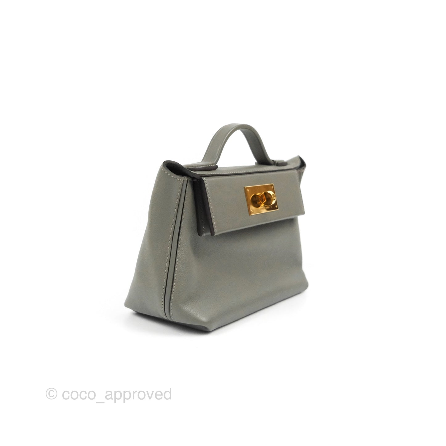 Hermès 24/24 21 Mini Gris Meyer 0L Evercolor/Swift Gold Hardware