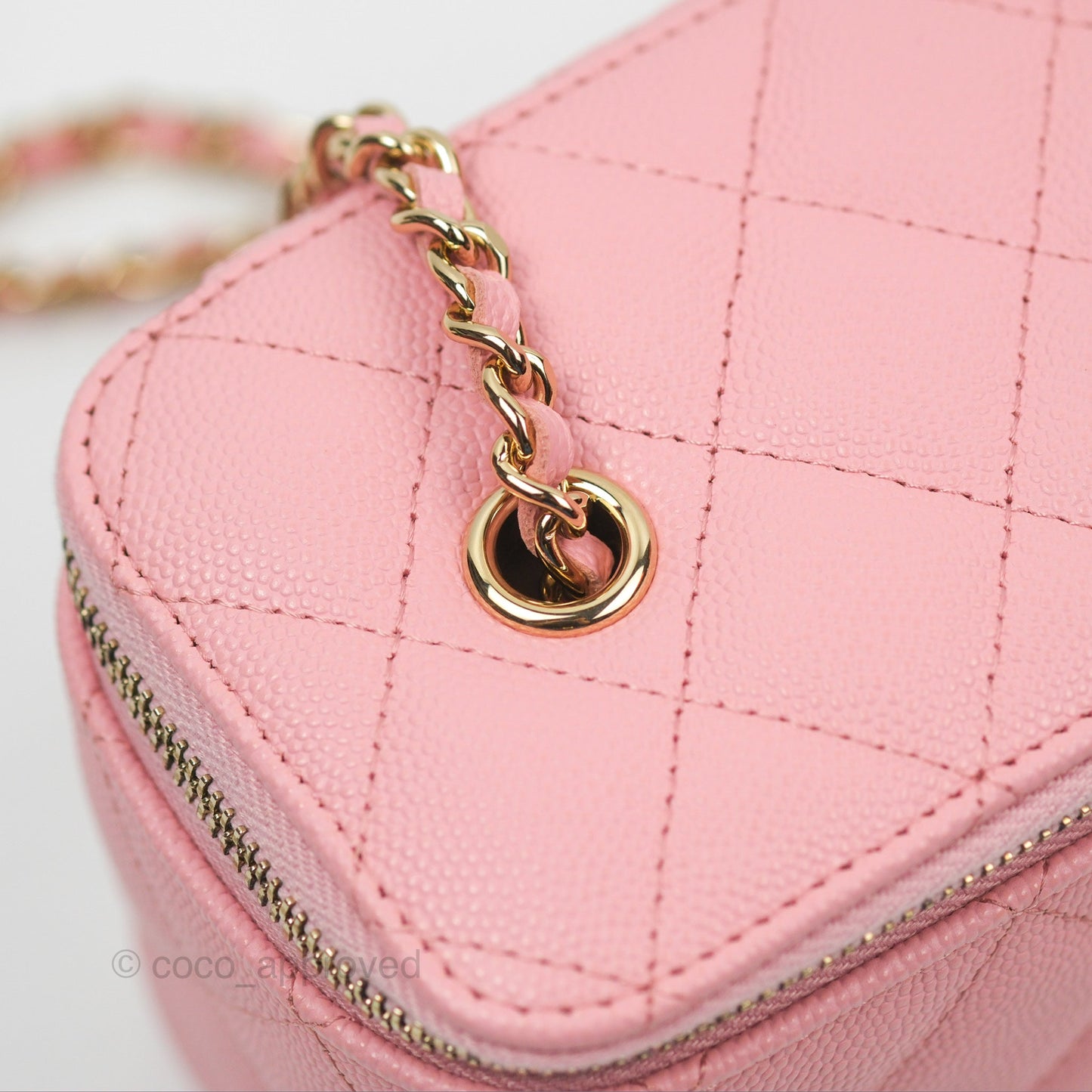 Chanel Classic Vanity With Chain Pink Caviar Gold Hardware