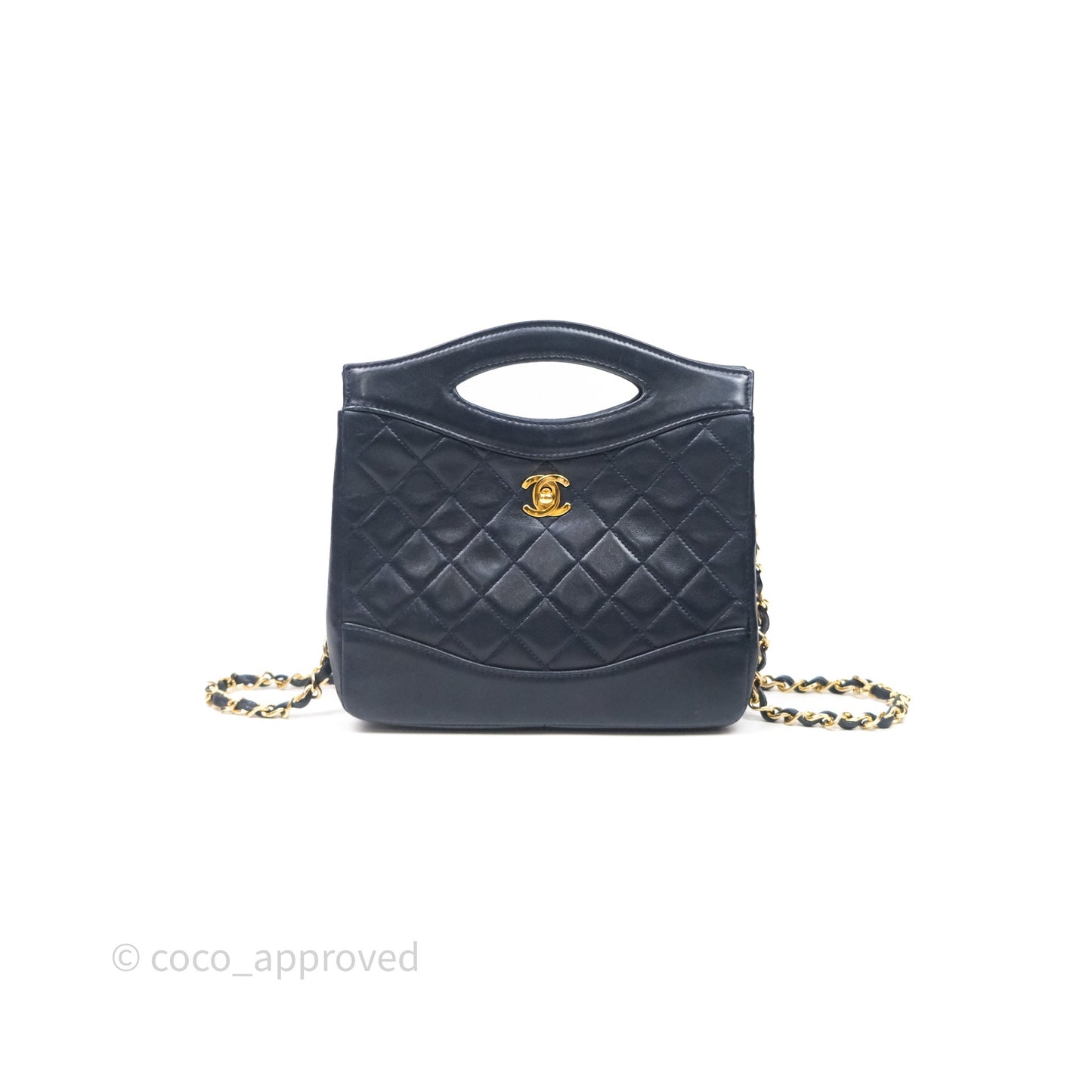 Chanel Vintage 31 Navy Lambskin 24K Gold Hardware