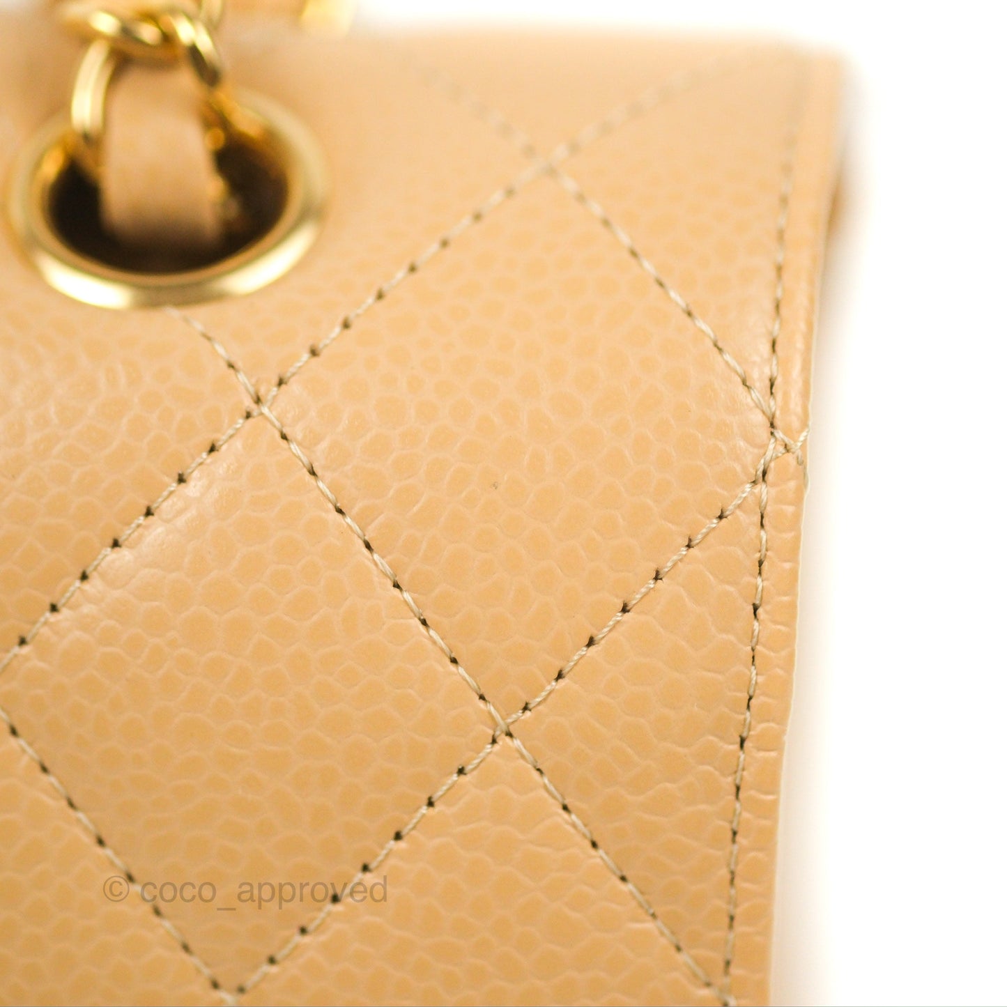 Chanel Classic M/L Medium Flap Quilted Beige Caviar Gold Hardware