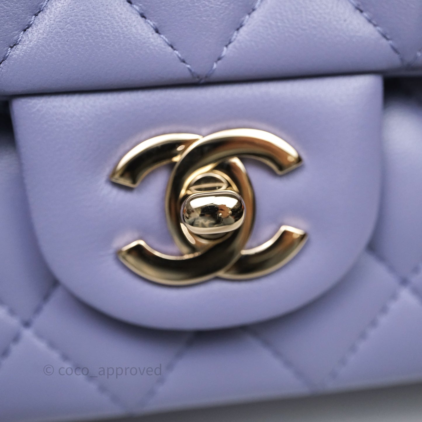 Chanel Top Handle Mini Rectangular Flap Purple Lambskin Gold Hardware
