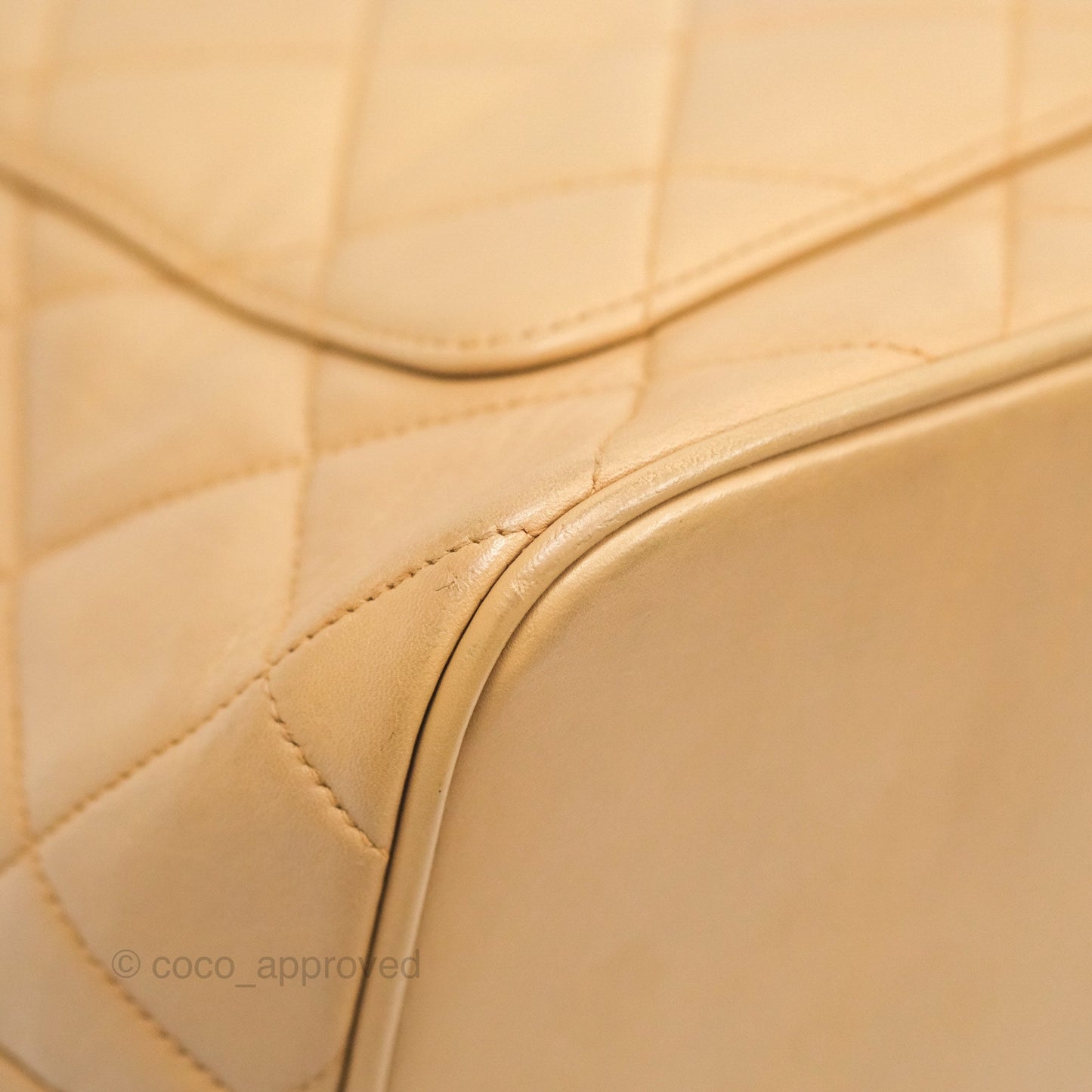 Chanel Vintage Medallion CC Beige Lambskin Tote Bag Gold Hardware