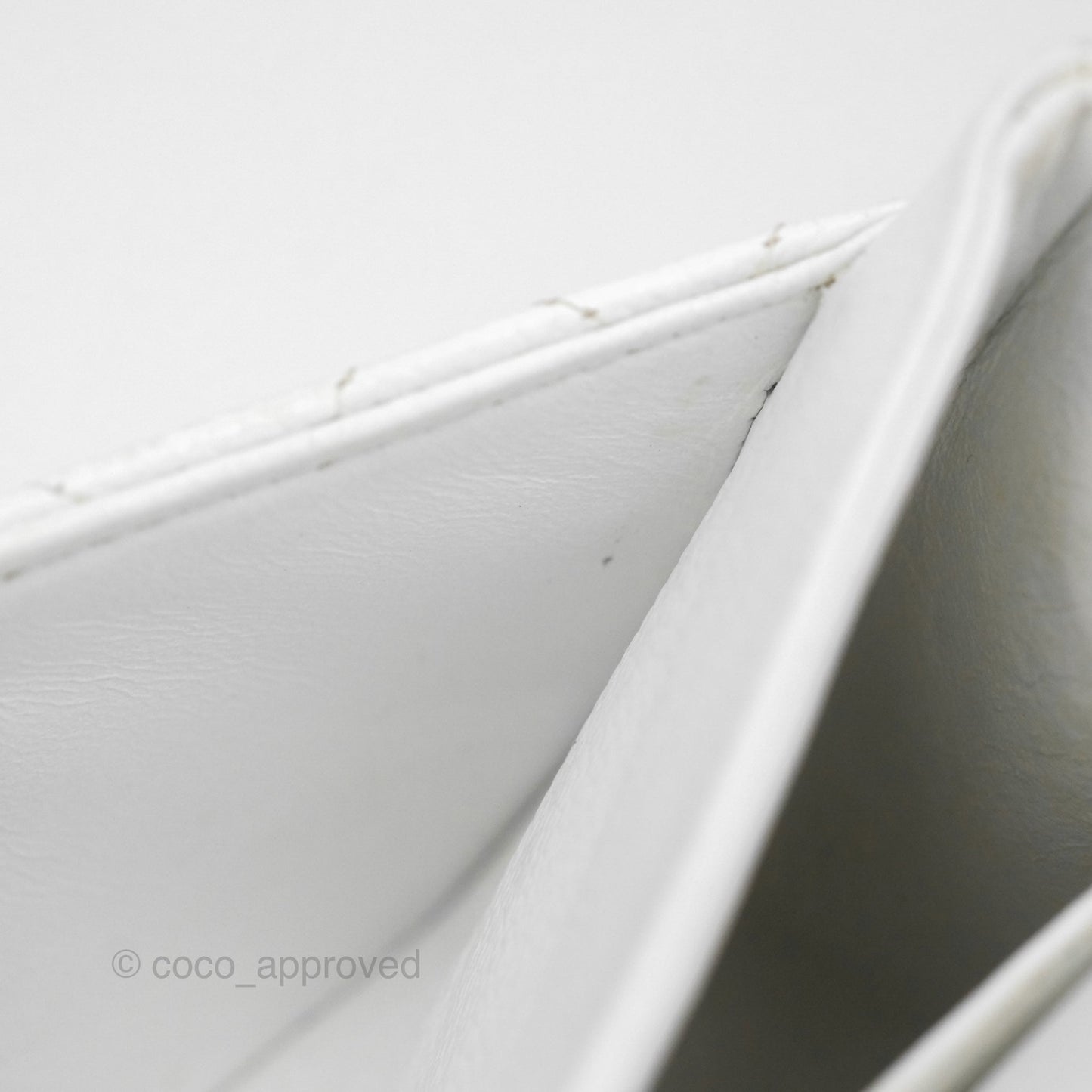 Chanel Classic M/L Medium Double Flap White Caviar Silver Hardware