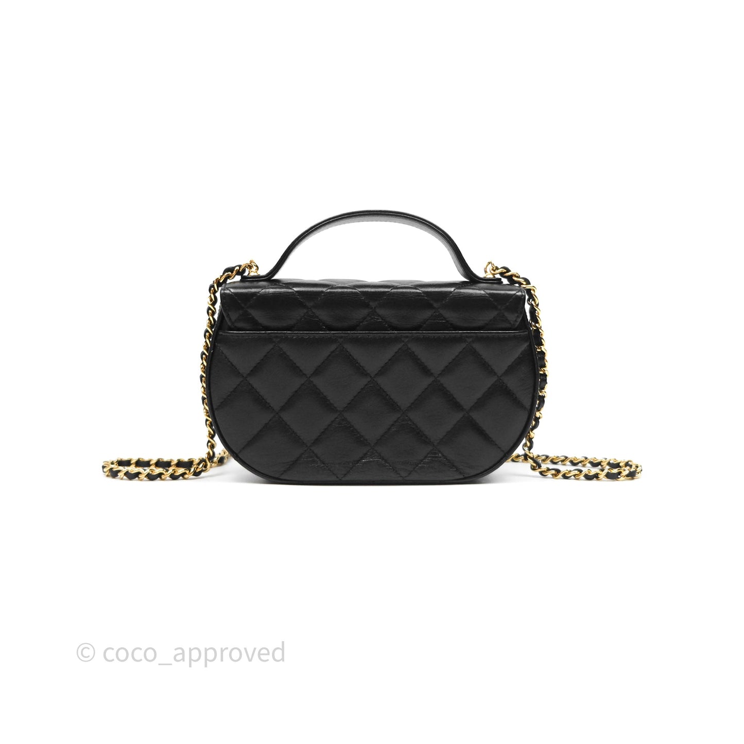 Chanel Quilted Phone Holder with Chain Black Shiny Calfskin Gold Hardware 23A